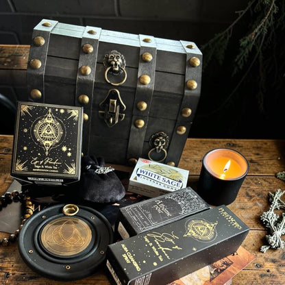 Huile rituelle Athamé Noir, coffret cadeau sorcière