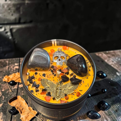 bougie samhain parfum encens, bougie artisanale française