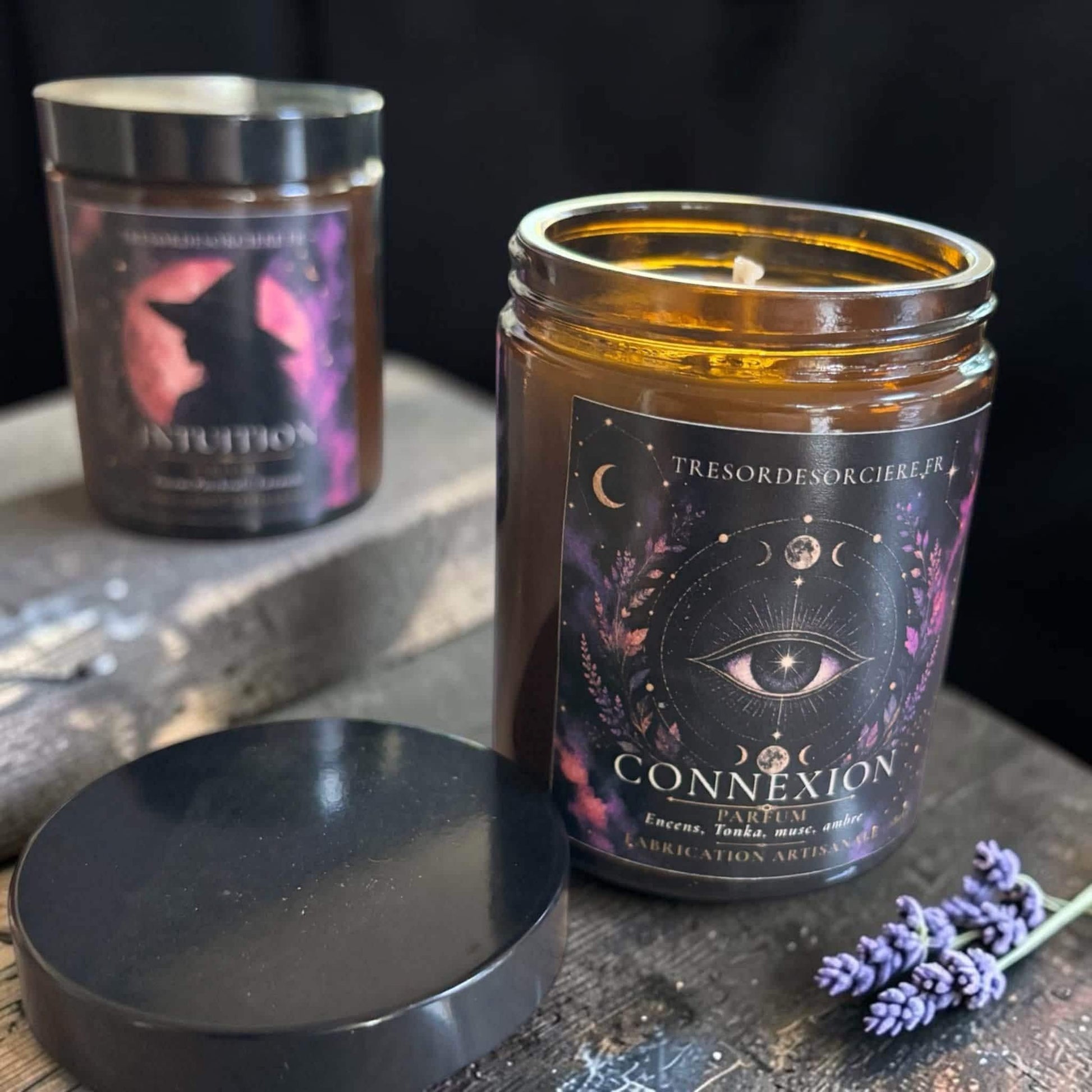Bougie artisanale française, emballage cadeau spirituel