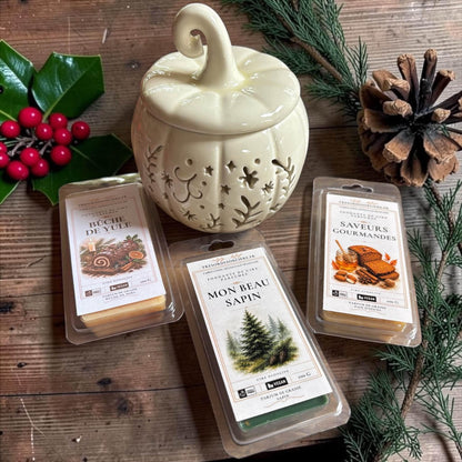 Brûleur à fondants citrouille + 3 tablettes de fondants parfumés Noël, 