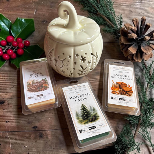 Brûleur à fondants citrouille + 3 tablettes de fondants parfumés Noël, 