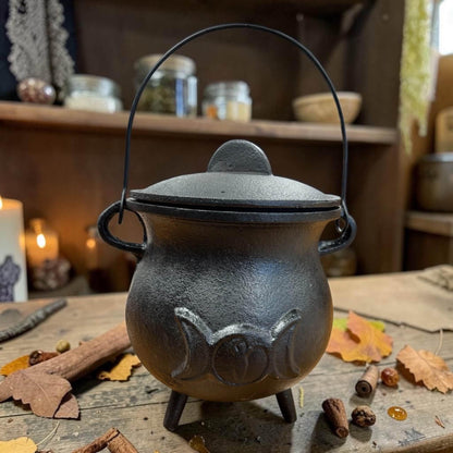Grand chaudron triple lune 4 kg, chaudron sorcière