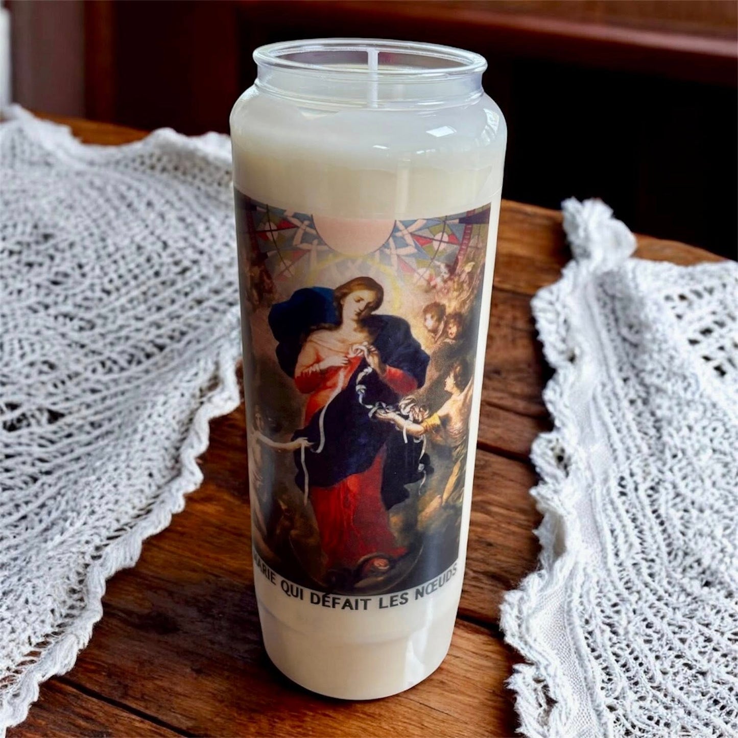 Bougie neuvaine "Marie qui défait les noeuds"