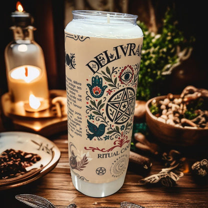 Bougie de neuvaine "rituel de délivrance", bougie 9 jours