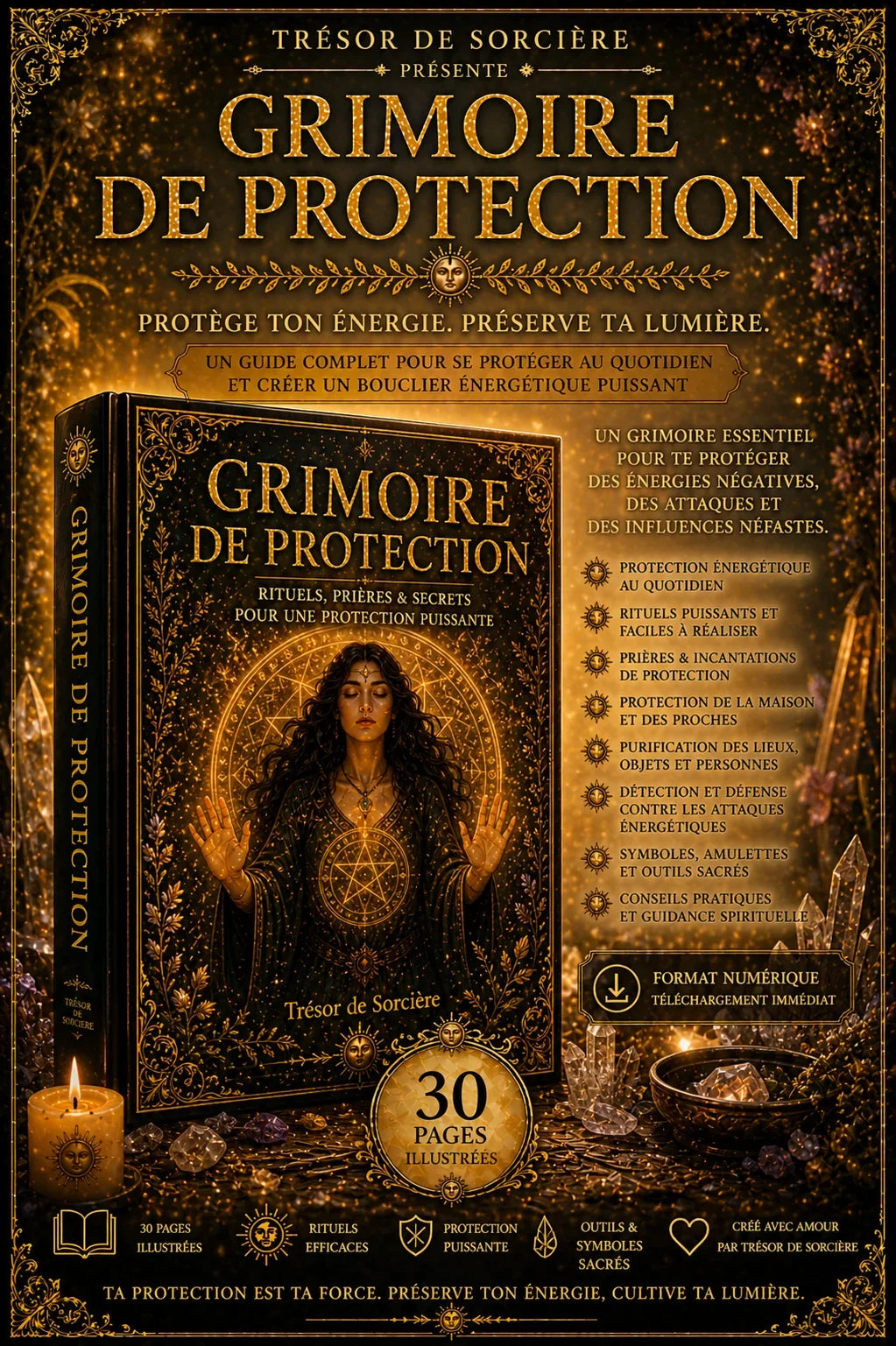 Téléchargement "grimoire de protection" 30 pages, pages de grimoire