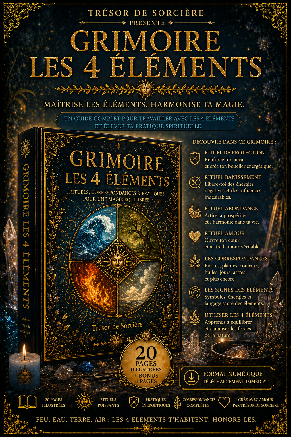 Téléchargement 24 pages de grimoire "Les 4 éléments"