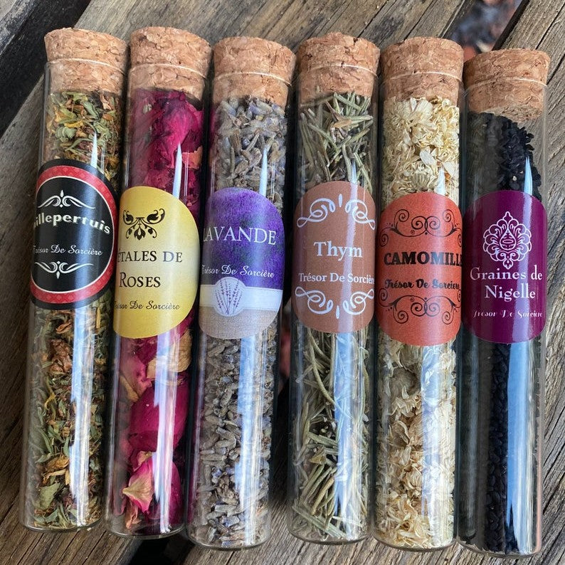 lot de 14 fioles herbes sorcières