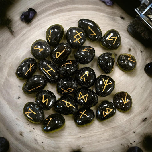25 Runes oracle obsidienne noire, runes de sorcière
