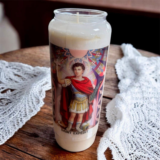 Bougie neuvaine "Saint Expédit",