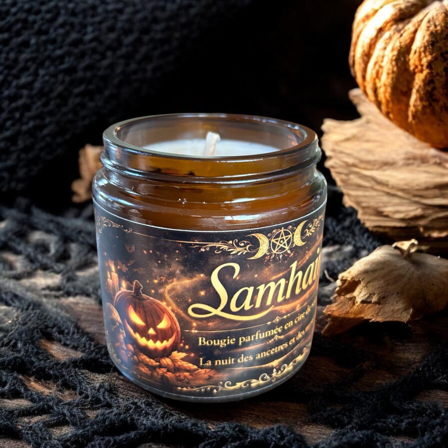 bougie de Samhain, sabbat de Samhain, bougie sorcière, bougie d'intention, rituel de Samhain