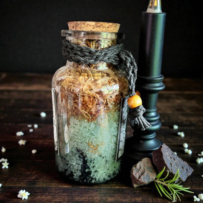 Rituel de bain sorcière, sel de bain prospérité, sel de bain